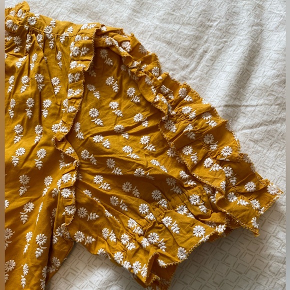 NWT JCrew ruffle sleeve cotton flower top, mustard - Picture 11 of 12